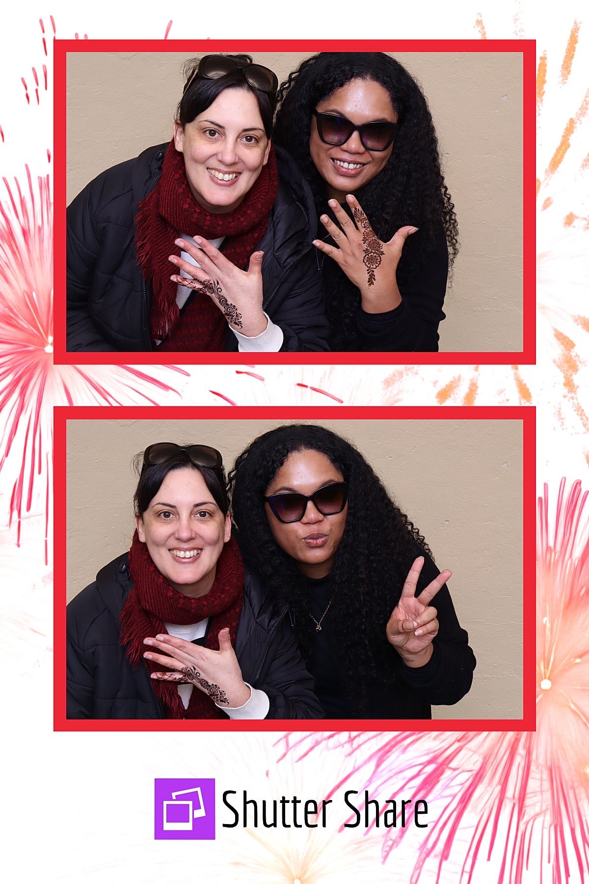 Festival goers at the Shutter Share photo booth