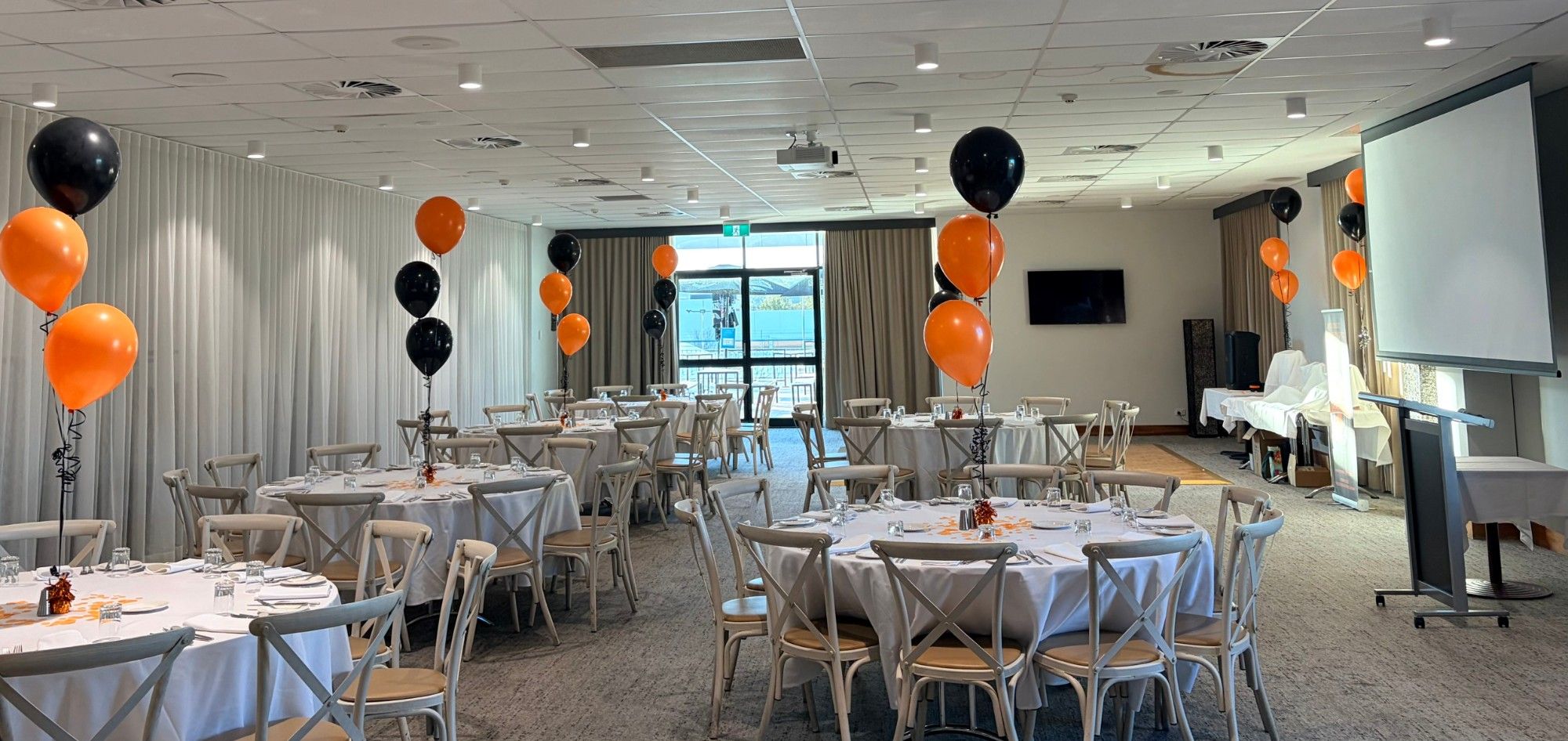 The Brindabella Room set for a function at Canberra Southern Cross Club Tuggeranong