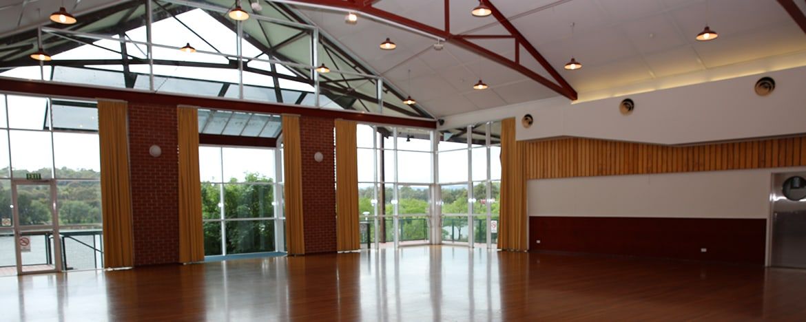The Lakeview Room at the Tuggeranong Community Centre, looking out over the lake