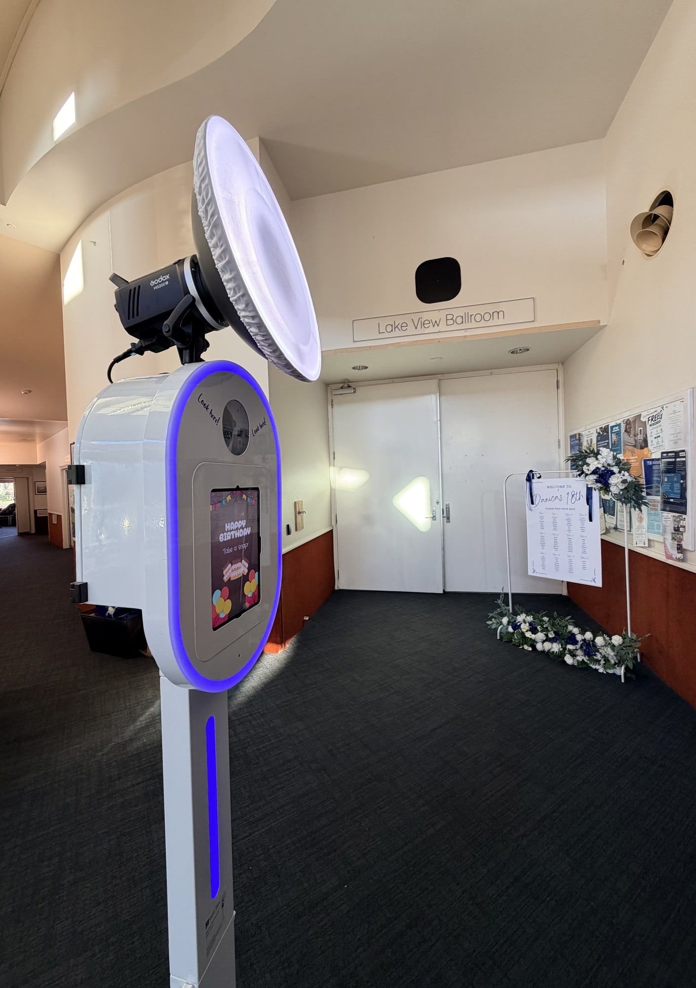 Shutter Share's photo booth outside the Lake View Ballroom at the Tuggeranong Community Centre