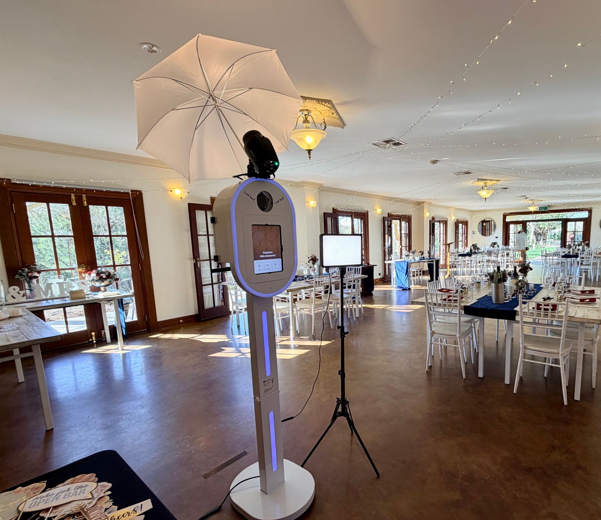 The Shutter Share photo booth set up in the Ginninderry Homestead reception centre before guests arrive